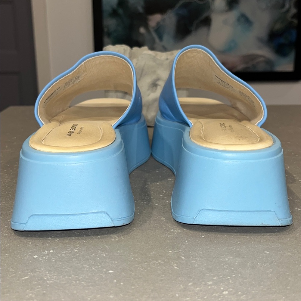 Vagabond Courtney Light Blue Platform Slides Mules Leather - Picture 5 of 6